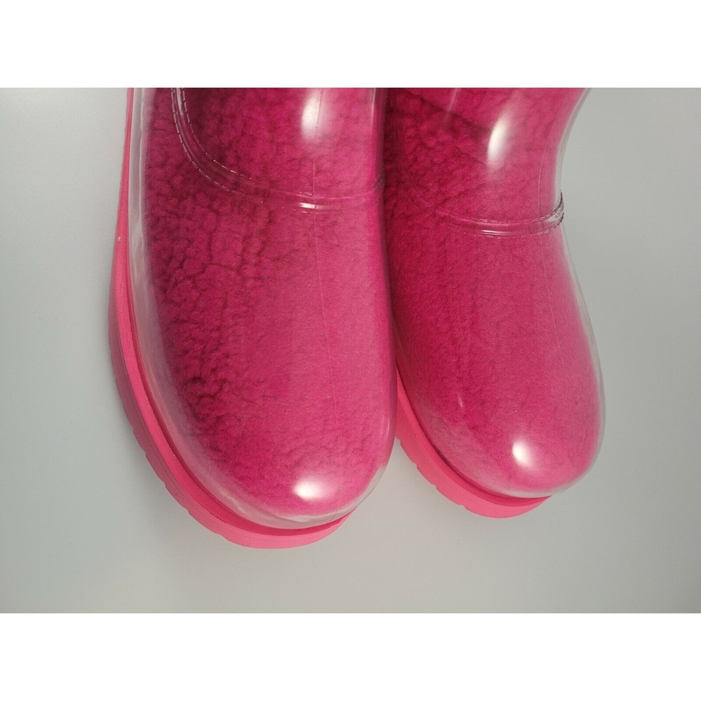 Children's sz 3 Classic Clear Mini Rock Rose Pink Waterproof Sherpa Winter Boot - Picture 4 of 8